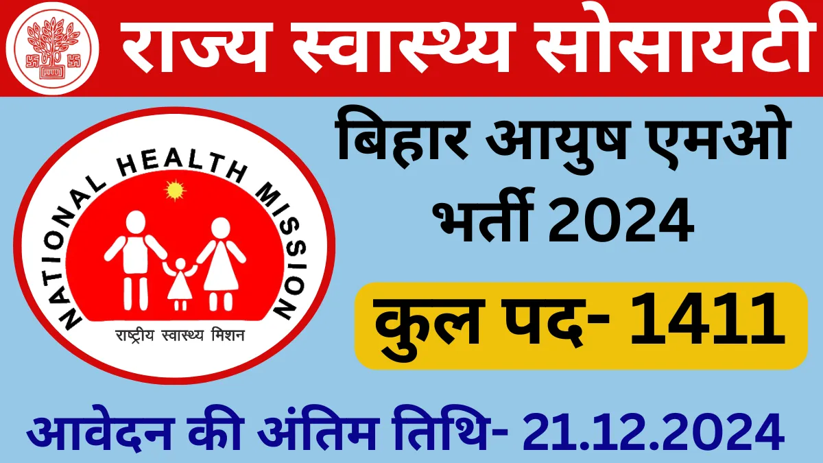 1411 पदों पर आयुष चिकित्सक भर्ती  Bihar Ayush MO Recruitment 2024