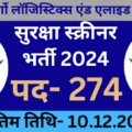 274 पदों पर भर्ती कार्गो सुरक्षा स्क्रीनर AAICLAS Security Screener Recruitment 2024